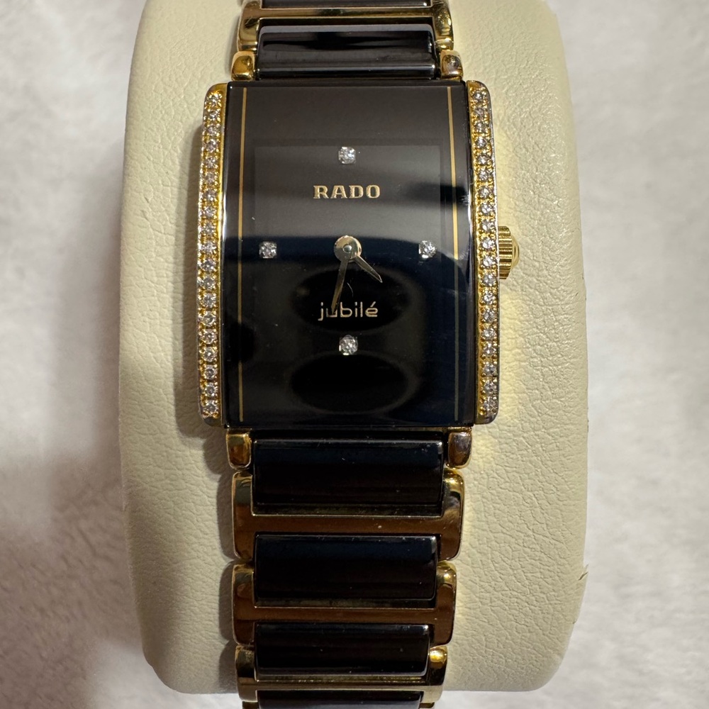 Rado Black and Gold Ceramic Jubile Diamond Accent Watch